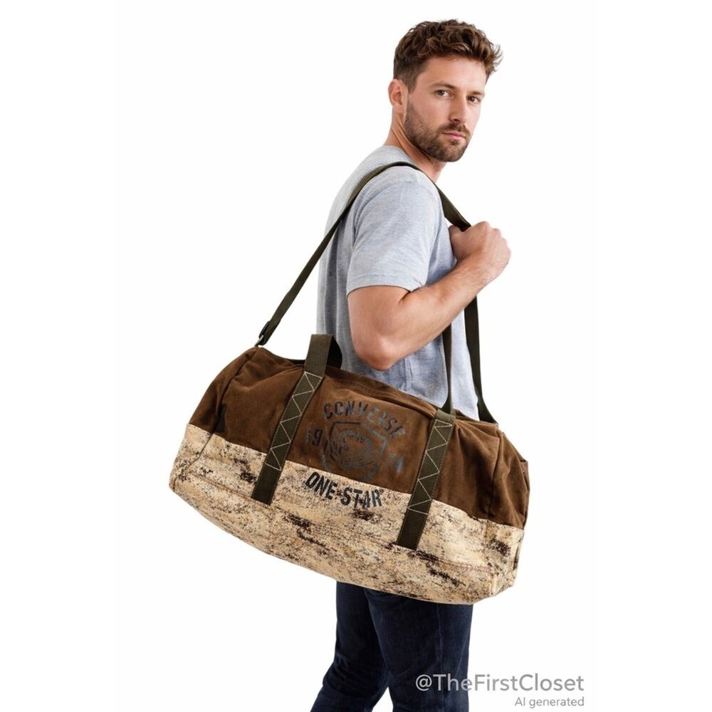 Converse OneStar Core Dual Zip Olive Two Toned Double Handles Printed Duffel Bag